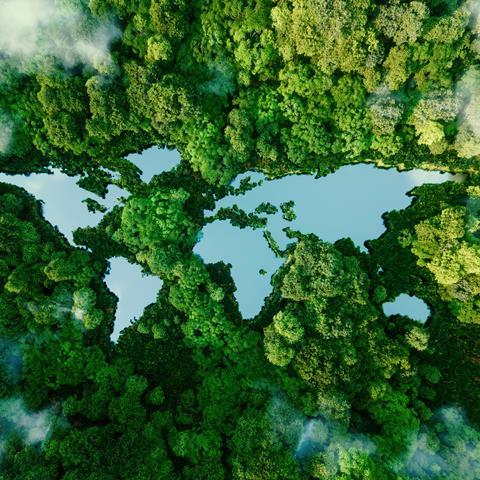 Lake in the shape of the world